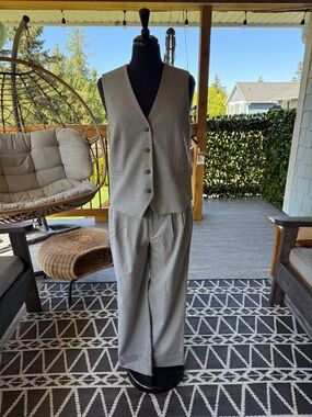 Mos Mosh | Caia Vest / Pant Set in Sharkskin- Ankle Length